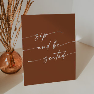Boho Chic Terracotta Sip Sitzplatz Hochzeit Sockelschild