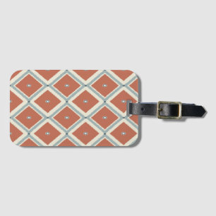 Boho Chic Terrakotta und Indigo geometrisches Ikat Gepäckanhänger