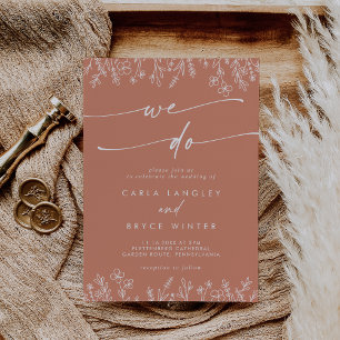 Boho Chic Terrakotta Wildblumen Wir heiraten Einladung
