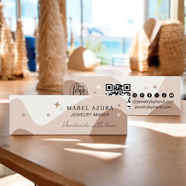 Boho chic ton de terre Bijouterie fabricant de log (Boho chic earth tone Jewelry maker Qr logo earring)