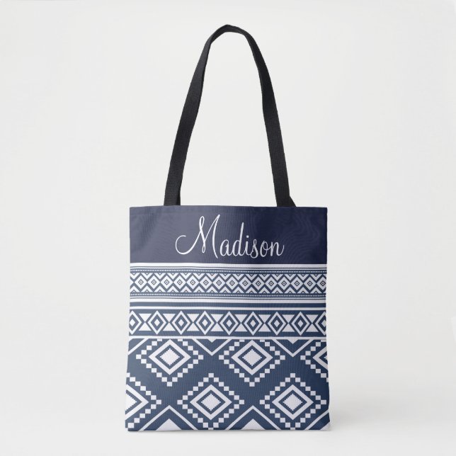 Boho Chic Tribal Muster Mit Monogramm Tasche (Vorderseite)
