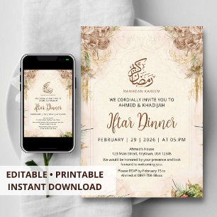 Boho-Chic-Trockenblumen-Ramadan-Iftar-Einladung Einladung