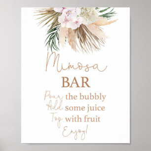 Boho-chic-Trockenpalmen-Mimosa-Bar-Schild Poster