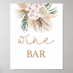 Boho‑Chic Trockenpalmen‑Weinbar‑Schild Poster