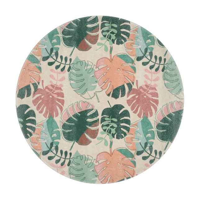 Boho Chic Tropical Monstera Pflanze Lover's Schneidebrett (Vorderseite)
