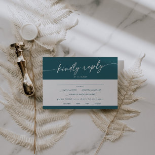 Boho Chic Turquoise Blue Menu Choix Carte RSVP