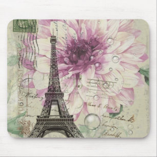 Boho Chic Vintag Paris Eiffel Tower Mousepad