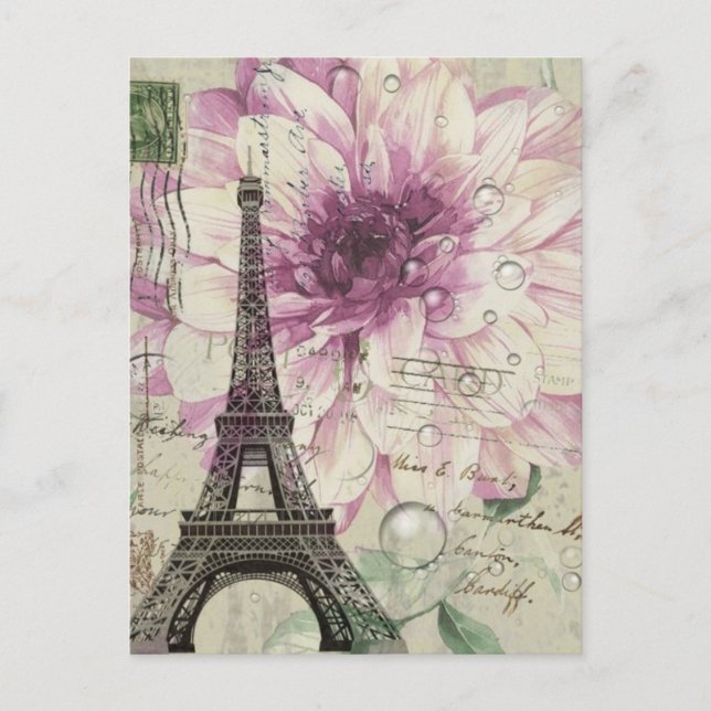 Boho Chic Vintag Paris Eiffel Tower Postkarte (Vorderseite)