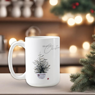 Boho-Chic-Wasserfarben-Weihnachtsbaum Weiß Kaffeetasse