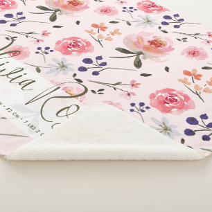 Boho Chic Wasserfarbenflorieren Personalisiert Sta Sherpadecke