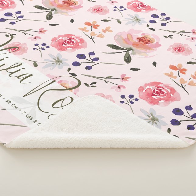 Boho Chic Wasserfarbenflorieren Personalisiert Sta Sherpadecke (3/4)