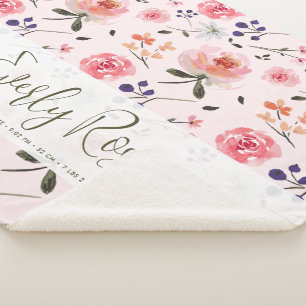 Boho Chic Wasserfarbenflorieren Personalisiert Sta Sherpadecke