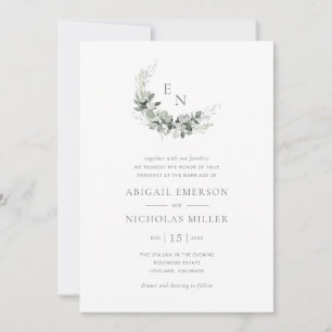Boho Chic Watercolor Eucalyptus Wedding Einladung