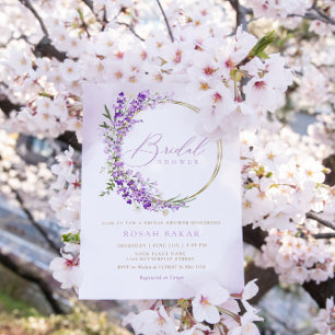 Boho Chic Watercolor Lavender Floral Brautparty Einladung