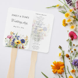 Boho Chic Watercolor Wildflower Wedding Program Fächer
