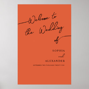 Boho Chic Wedding Acrylic Sign Willkommen. Poster