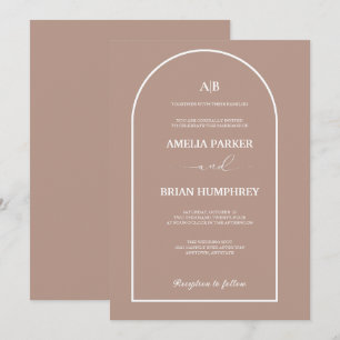 Boho Chic Wedding Modern Arch Minimalistische Hoch Einladung
