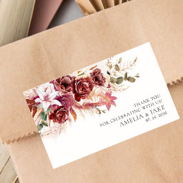 Boho Chic Wedding Sticker – Burgundy Blush Floral 