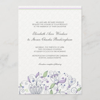 BOHO Chic Whimsical Garden Hochzeit Lila Einladung