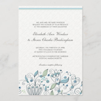 BOHO Chic Whimsical Garden Wedding Blue Einladung
