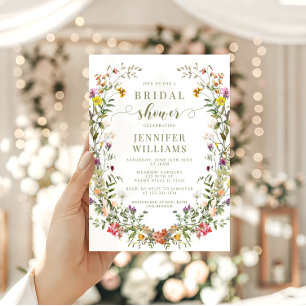 Boho-Chic-Wiesen-Wildblumen-Kranz-Junggesellinnena Einladung