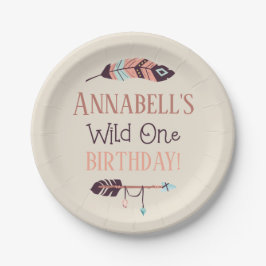 Boho Chic Wild ONE Girly Birthday Party Pappteller