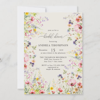 Boho Chic Wildblume Brautparty Einladung