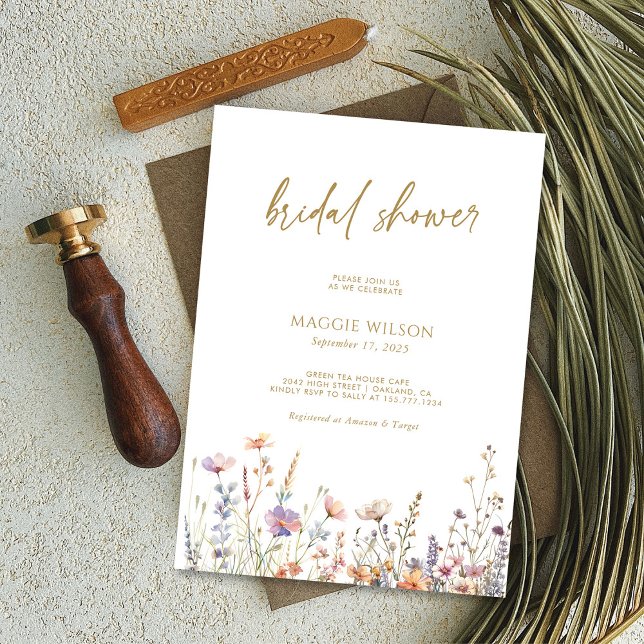 Boho Chic Wildblume Bridal Dusche Einladung (Boho Chic Wildflower Bridal Shower Invitation Personalized)