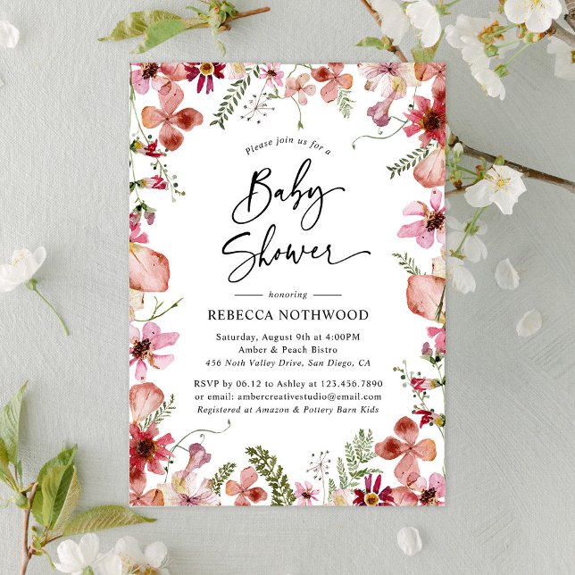 Boho Chic Wildblume Greenery Baby Shower Einladung (Von Creator hochgeladen)