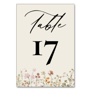 Boho Chic Wildblume Moderne Hochzeit Tischnummer