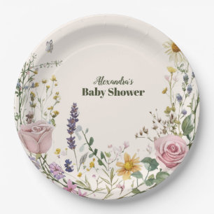 Boho Chic Wildblumen-Baby-Party Pappteller