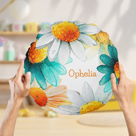 Boho Chic Wildblumen Daisies Pattern Kinderzimmer Rundes Kissen