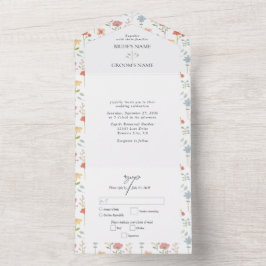 Boho Chic Wildblumen Moderne Blumenhochzeit All In One Einladung