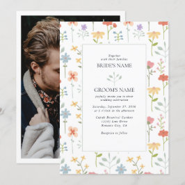 Boho Chic Wildblumen Moderne Blumenhochzeit Einladung