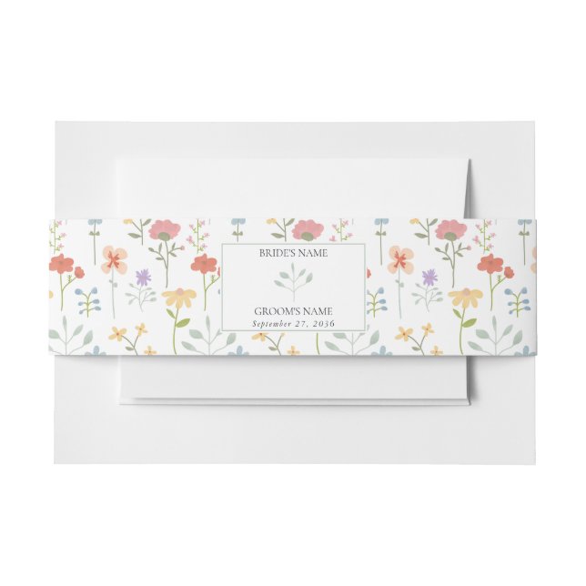 Boho Chic Wildblumen Moderne Blumenhochzeit Einladungsbanderole (Vorderseite Beispiel)