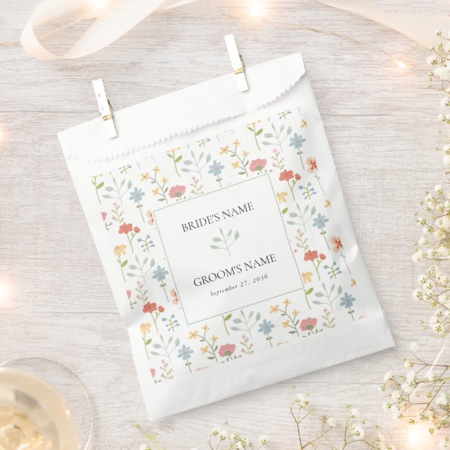 Boho Chic Wildblumen Moderne Blumenhochzeit Geschenktütchen (Ausgeschnitten)