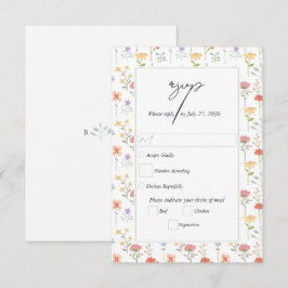 Boho Chic Wildblumen Moderne Blumenhochzeit RSVP Karte