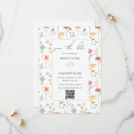 Boho Chic Wildblumen Moderne Blumenhochzeit Save The Date