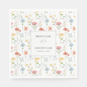 Boho Chic Wildblumen Moderne Blumenhochzeit Serviette