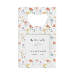 Boho Chic Wildblumen Moderne Florale Hochzeitsguns Geldbeutel Flaschenöffner