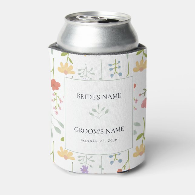 Boho Chic Wildblumen Moderne Gastgeschenk Hochzeit Dosenkühler (Kanne Rückseite)