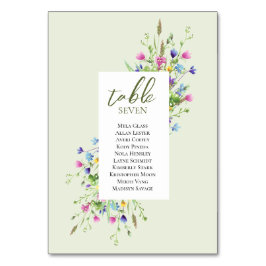 Boho chic Wildblumen Script Hochzeitssitze Tischnummer