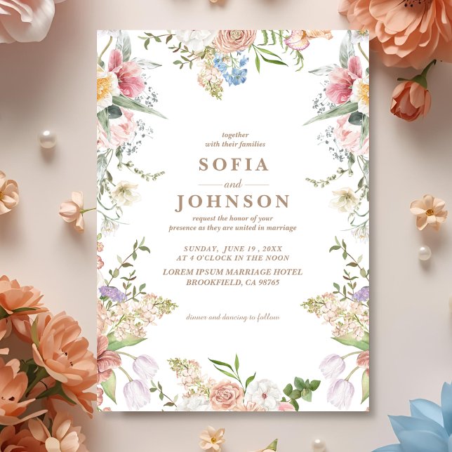Boho-Chic-Wildflower-Frühlingsgarten-Hochzeit Einladung (Von Creator hochgeladen)