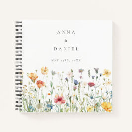 Boho-Chic-Wildflower-Hochzeitsgästebuch Notizbuch