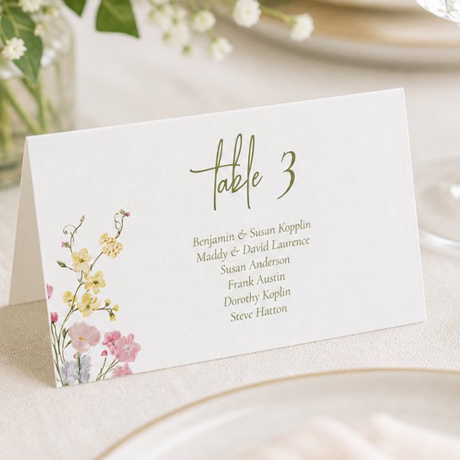 Boho-Chic-Wildflower-Hochzeitsplatzkarten (Boho Chic Wildflowers Wedding Place Cards)