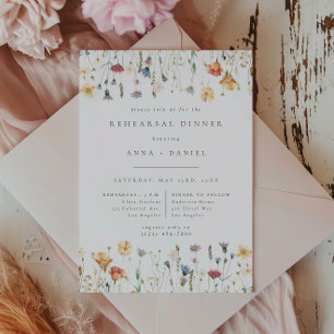 Boho-Chic-Wildflower-Hochzeitsprobe-Dinner Einladung