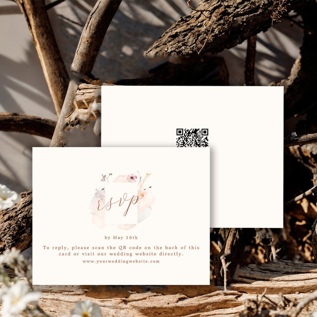 Boho-Chic-Wildflower-QR-Code-Hochzeit RSVP Karte (Von Creator hochgeladen)
