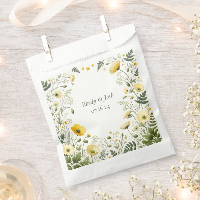 Boho Chic Yellow and Olive Wildblume Geschenktütchen (Ausgeschnitten)