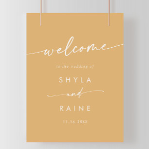 Boho Chic Yellow Marigold DIY Wedding Welcome Sign Poster