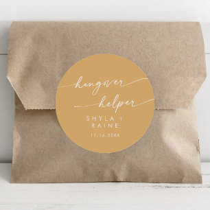 Boho Chic Yellow Marigold Hangover Helper Favor Runder Aufkleber